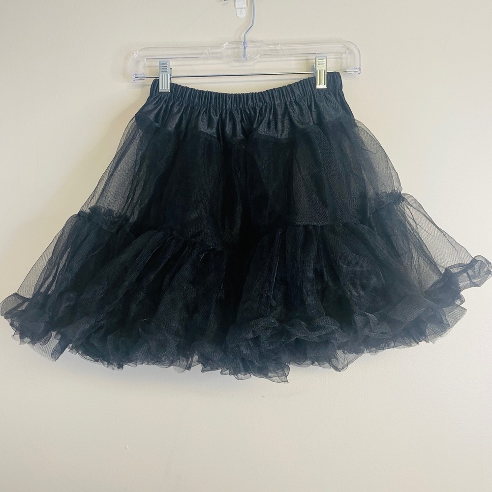 Womens Ruffle Tulle Mini Skirt Medium Black Halloween Costume Dance Layered